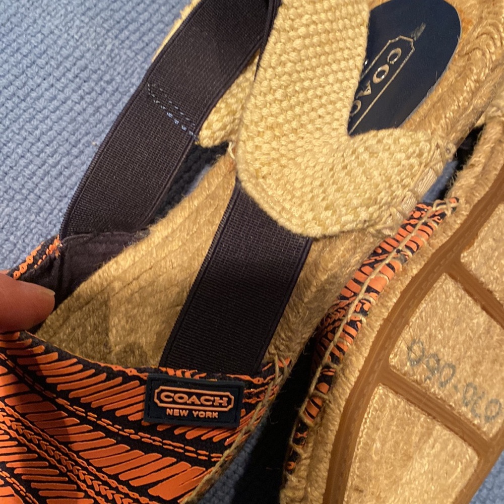 Brand new coach espadrilles slide on with elastic. Orange and black - Picture 3 of 3